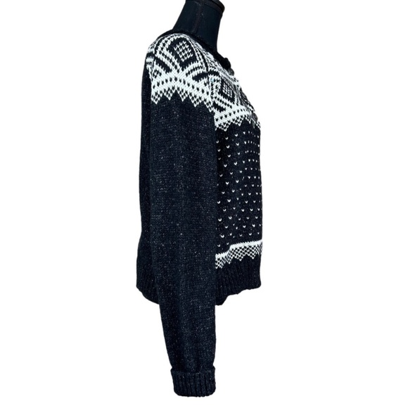 Maurices Black White Fair Isle Wool Blend Button Cardigan Sweater Size XL - Picture 2 of 8